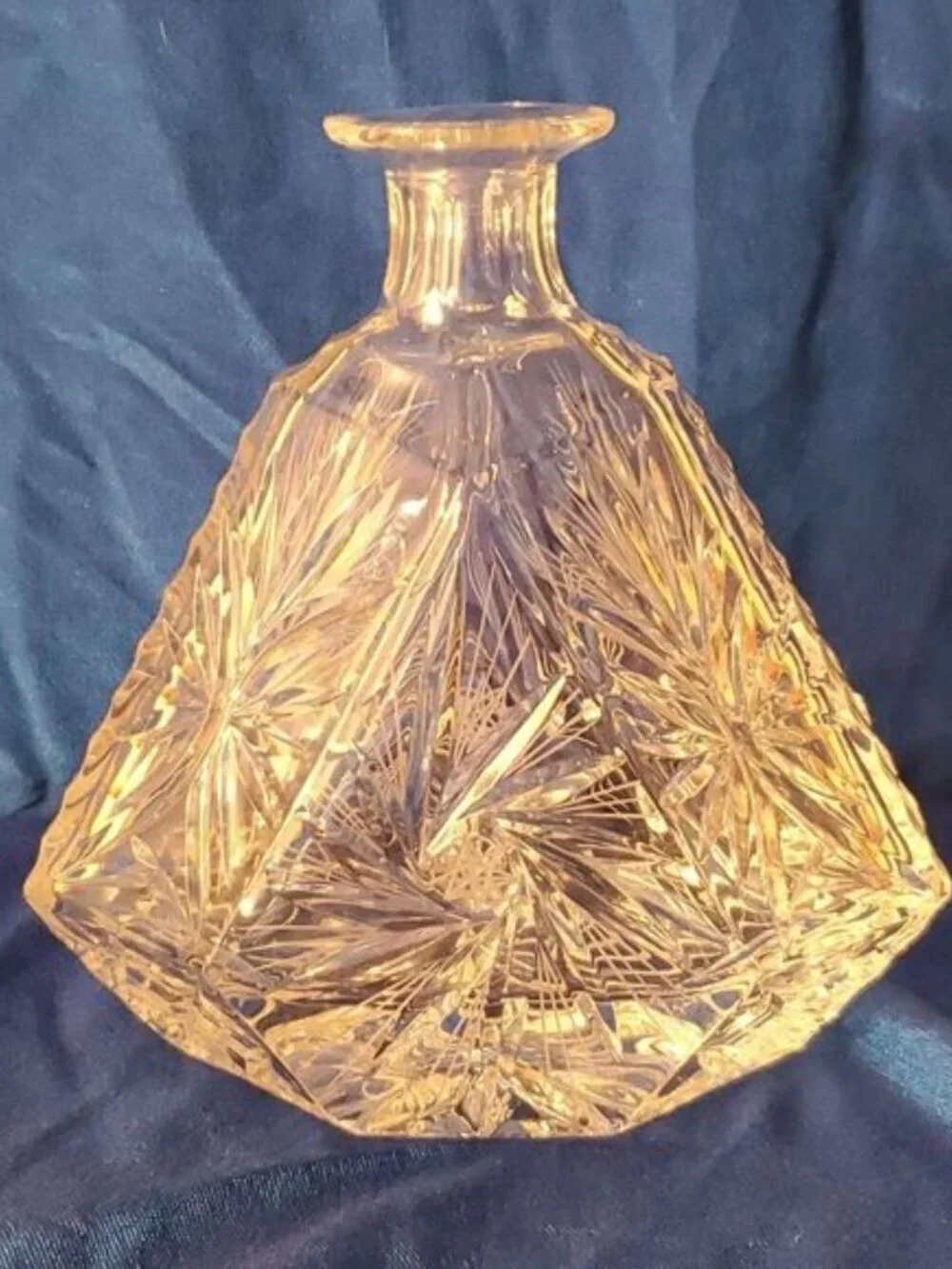 VTG Crystal Whiskey Decanter Brilliant Cut Glass Diamond Bottle No Stopper